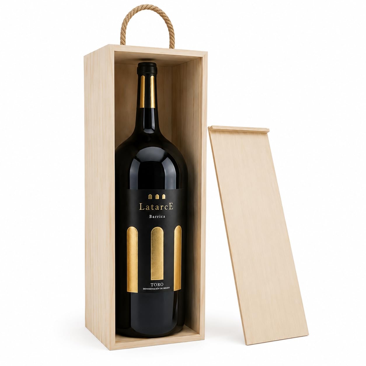Latarce | Vino Tinto Barrica D.O. Toro 100% Tinta de Toro | Botella Magnum 1,5L · Equivale a 2 Botellas | Caja de Madera | 9 Meses Roble Francés y Americano | Ideal para Regalo