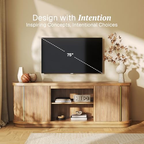 Image of BELLEZE 67 inch TV Stand & Entertainment Center - Camel