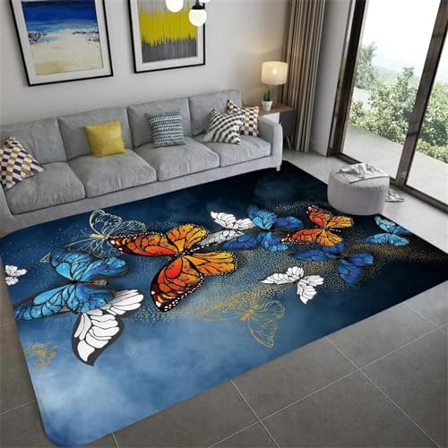 Alfombra para mesa de centro y sofá moderna con estampado de mariposas 2