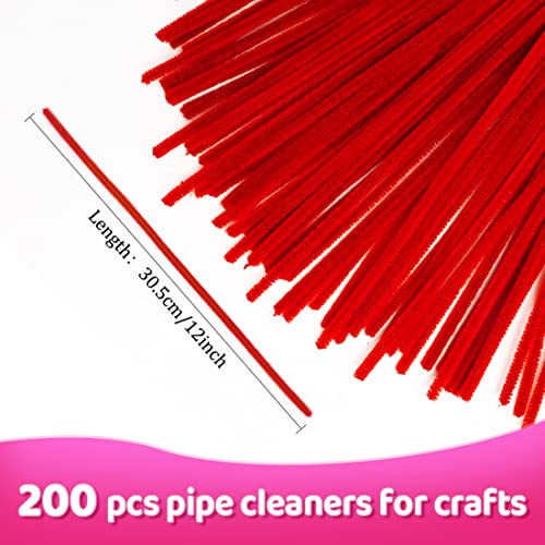 Image of Praisebank Red Pipe Cleaners for Crafts, 200pcs, Chenille Stems for DIY Projecets, Arts & Crafts Supplies for Festival Party Decorations