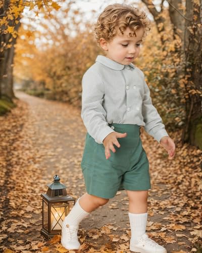 Twoflower Toddler baby boys' clothing sets boy outfit Spring Long sleeve Button Down Shirts with peter pan collar2