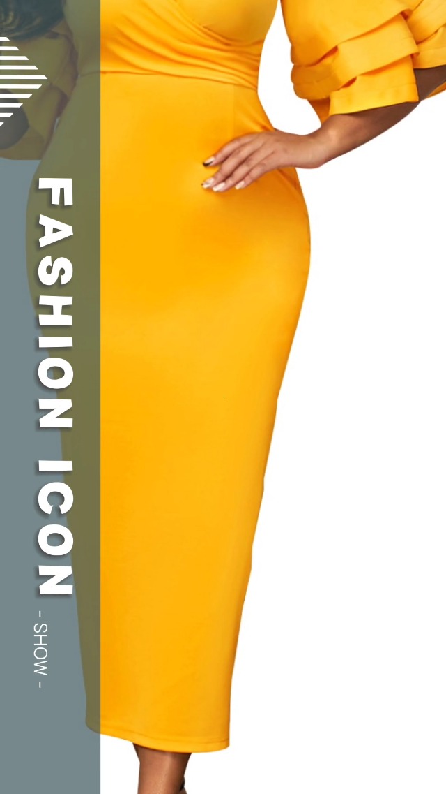 スーツ・フォーマル・ドレス Lerure Fluffy sleeve pencil dress yellow Fluffy sleeve pencil dress|LE'RURE