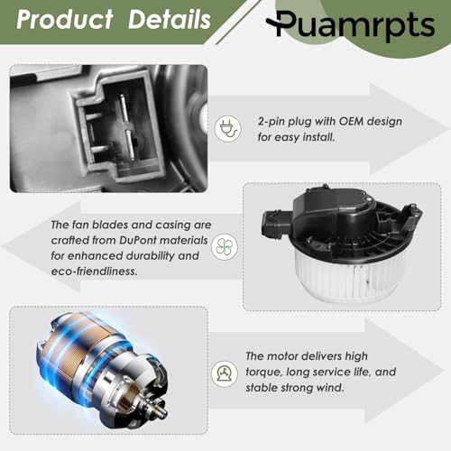 Image of AC Heater Blower Motor Compatible with 2011-2018 RAM 2500, 2011-2018 RAM 3500, w /o Automatic Temperature Control - Replace# 700289, 2Pins