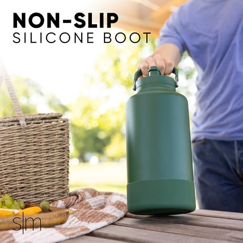 Image of Simple Modern Trek Pivot | Gallon Water Bottle Jug with Handle & Boot | Interchangeable Straw & Chug Lids | Large Insulated Stainless Steel | Sports Camping Outdoors | 128oz, Almond Birch