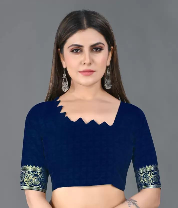 Image of StyleScope Women's Kanjivaram Banarasi Jacquard Silk Saree With Unstitched Blouse Piece (Silk Mix)