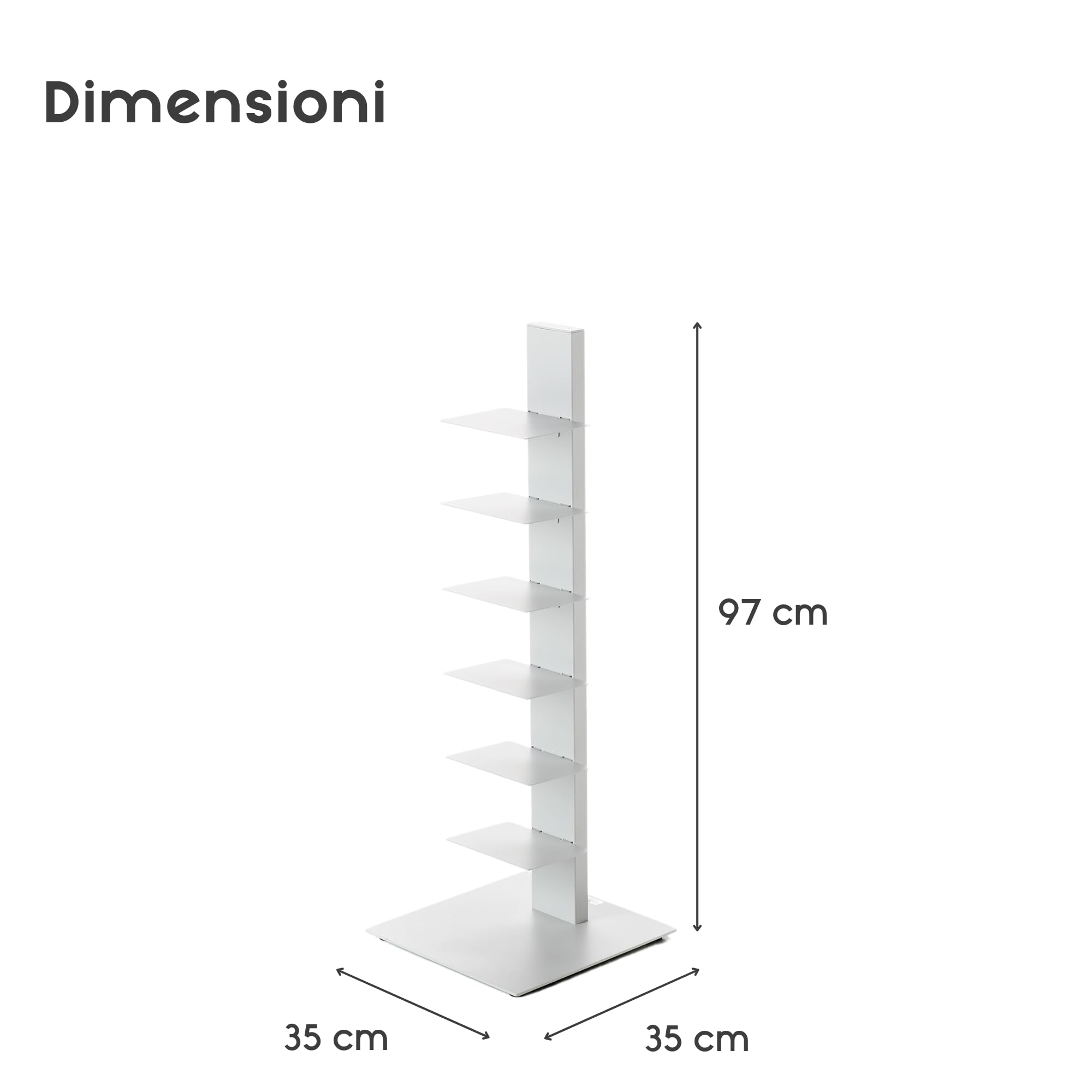 ZStyle BBB ITALIA Libreria SAPIENS a colonna verticale scaffale autoportante con ripiani (97 cm, Bianco)