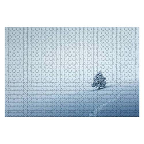 Jigsaw Puzzle 1000 Stück Einsamer Baum Mit Fußspuren Im Schnee Tiere Puzzles Freunde Holzpuzzle Erwachsene Liebhaber Holzpuzzlespielzeug