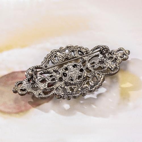Image of Vintage Wedding Bridal Crystal Art Deco Rhinestone Brooch Pin
