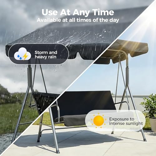 Toldo para columpio de jardín de 2 plazas universal gris de 64x45 impermeable 7