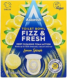 2 Pack Astonish Toilet Bowl Fizz & fresh Deep Cleaning Foam Action (Lemon) 8 Tablets Pack, One Size