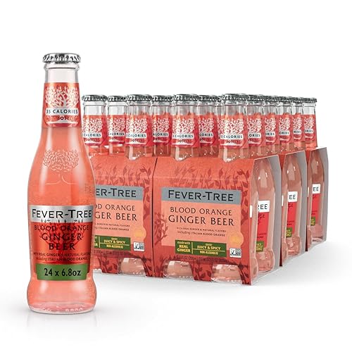 Image of Fever-Tree Blood Orange Ginger Beer - Premium Mixer for Cocktails and Mocktails, 6.8 fl oz Bottles, Pack of 24 - Naturally Sourced, Non-GMO