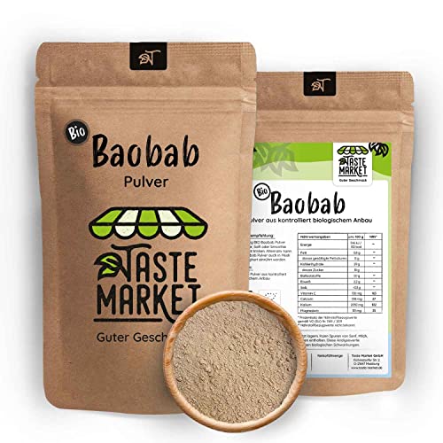 2x500 g BIO Baobab Pulver | 100% reines Baobabpulver ohne Zusätze | Affenbrotbaum Frucht | Fruchtpulver für Smoothies Shakes & Müsli