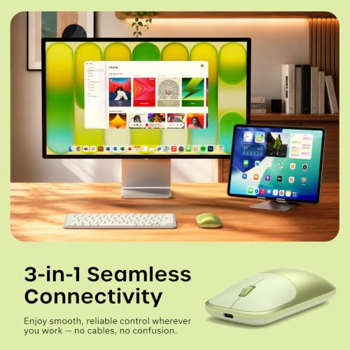 Image of Satechi Slim EX Wireless Mouse, Bluetooth & 2.4 GHz, Quiet Clicks, Citrus | Quiet clicks, anodized aluminum shell, rechargeable battery, for macOS, Windows, iPadOS, Android