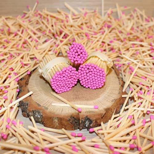 River Birch Magenta Pink Tip Decorative Matches | 100+ Small Premium Wooden Safety Matches | Replacement Refill Matchsticks | Home Decor