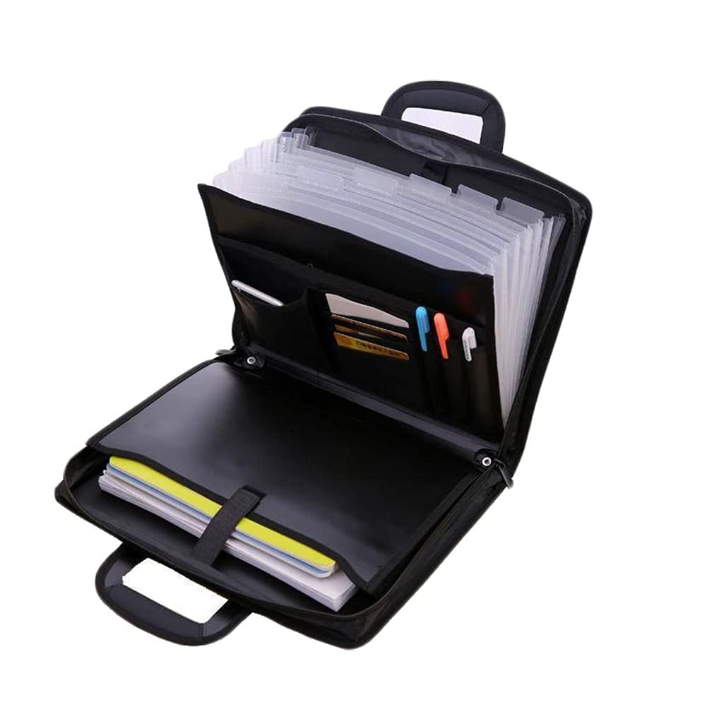 kieszeń na dokumenty Wodoodporna rozwijająca się folder plików akordeczna Organizator plików z przenośnym uchwytem do papieru Dokument Organizator Przenośna torba na dokumenty (Color : Black)