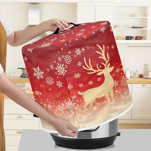 Image of 6-Quart Air Fryer Cover - Christmas Reindeer Waterproof Dust Protector | Portable with Pocket | Exquisite Holiday Gifts for Women