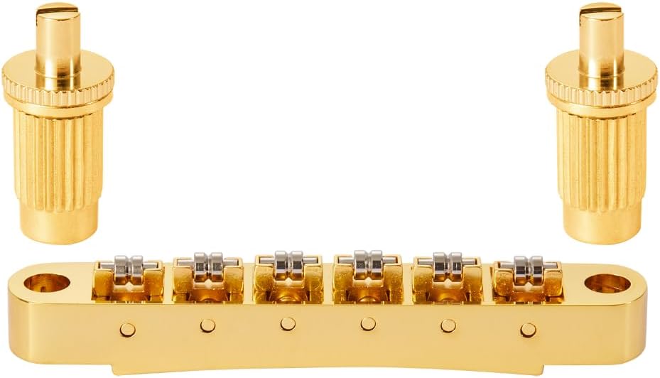 KAISH LP Guitar Roller Saddle Bridge Tune-O-Matic Bridge with Clip-Lock For Les Paul,SG,ES,Dot,Bigsby Gold