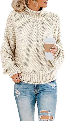 SaodimallsuWomens Turtleneck Oversized Sweaters Batwing Long Sleeve Pullover Loose Chunky Knit Jumper