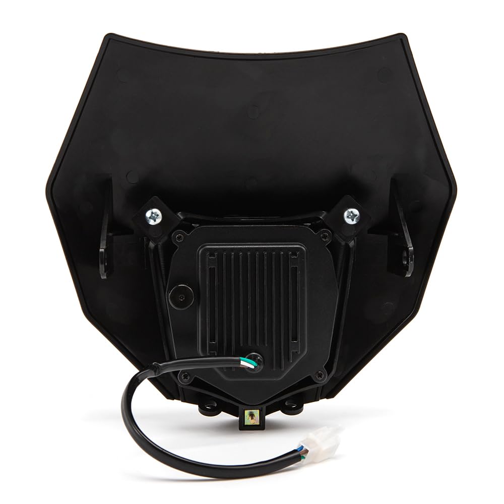 Universal LED Motorrad Scheinwerfer mit Verkleidung Maske E24 Geprüft Für EXC250 SX250 SXF250 EXC450 SX350 SXF450 EXC525 640LC4 Dirt Bike ATV Scooter (Schwarz)