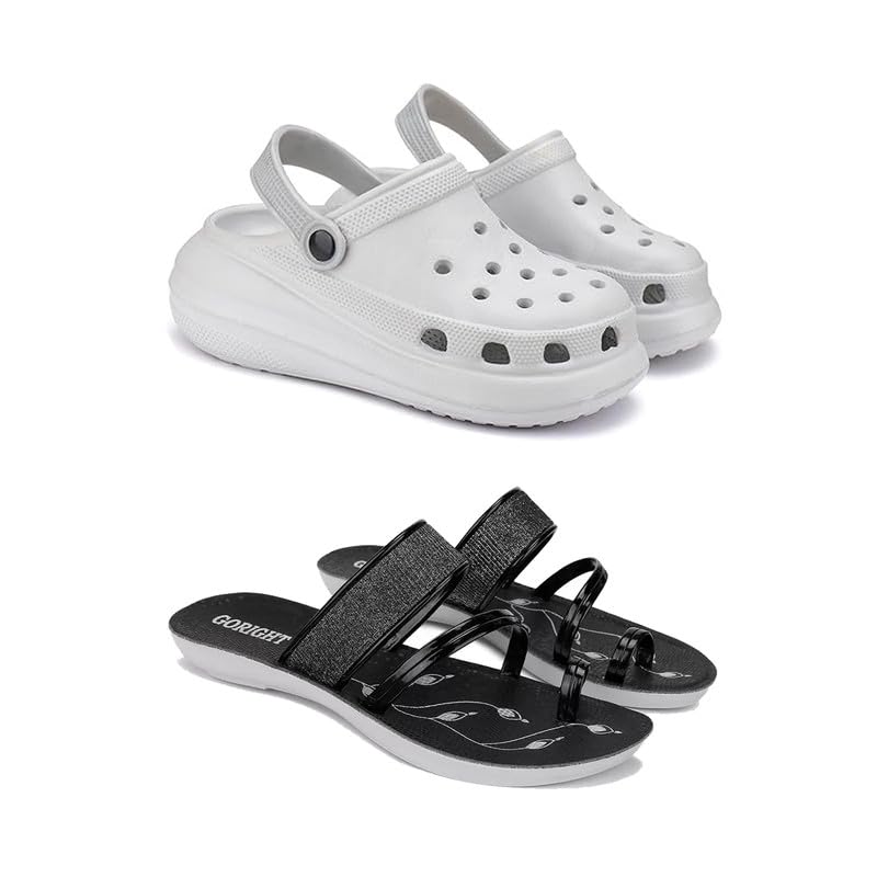 Premium Comfortable Regular Wear Women Clogs with Stylish Flats Fashion Sandal for Women's & Girls-Combo(2)-OO5-1946-6 Black(COMBO(2)-OO5-1946-6_BZ)-picture-52