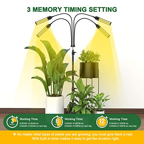 Grow Light with Tripod Stand, Balhvit 288PCS LED Grow Lights for Indoor Plants Full Spectrum with 3/6/12H Memory Timer & 6 Dimmable Levels, Sunlike Floor Plant Light for All Growth Stages - Thumbnail 4