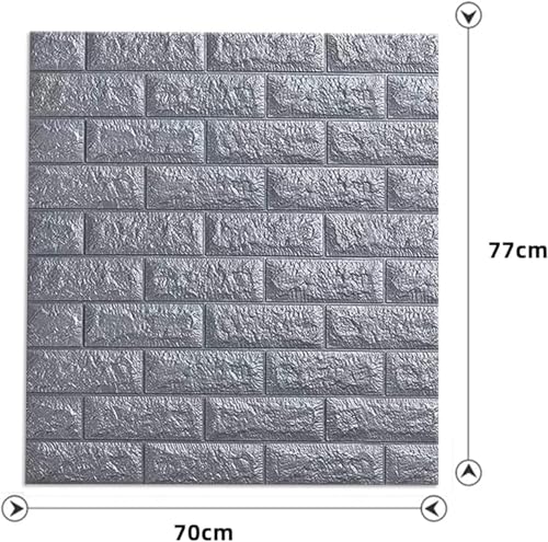 Image of KASHIVAL Self-Adhesive Waterproof PE Foam 3D Wall Panels Wallpaper Sticker for Bathroom, Living Room, Hotel and Home Decoration (70 x 70cm, Appx. 5.3Sq Feet) (JD Grey Brick)