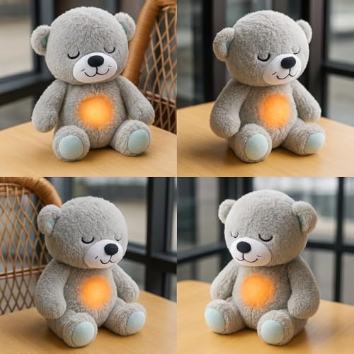 Image of GERIX Teddy Bear Sound Toy with Light and Music for Kids Stuffed Animal Plush Toys 1-5 Years Boys Girls Birthday Gift (Grey)