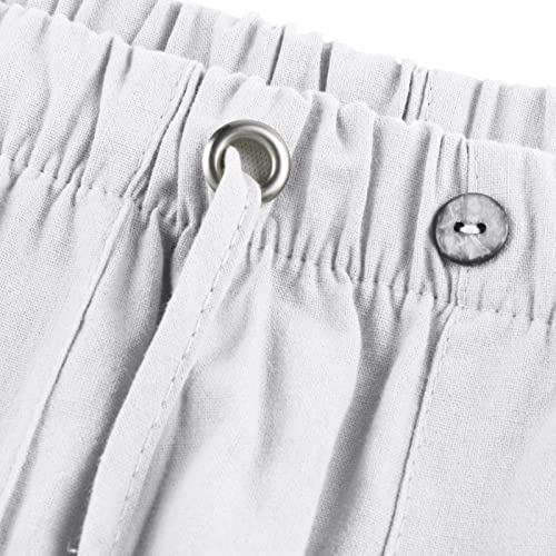 Mens Linen Pants Yoga Beach Loose Fit Lightweight Casual Summer Elastic Waist Drawstring Baggy Trousers with Pockets4