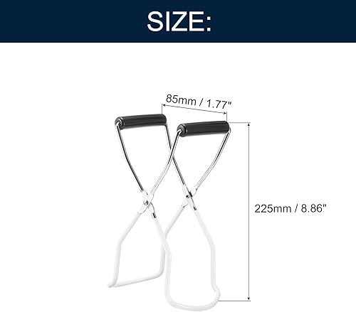 Miniatura 2 de uxcell 1 pinza elevadora de tarros de conserva, elevador de tarro galvanizado con mango de goma para un agarre seguro, color blanco