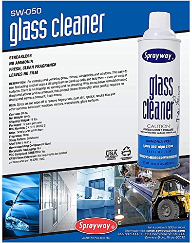 Sprayway Ammonia-Free Glass Cleaner, Foaming Action - Streakless Shine, 1 Count (New & Old Versions Are Shipped Randomly) #TOP3