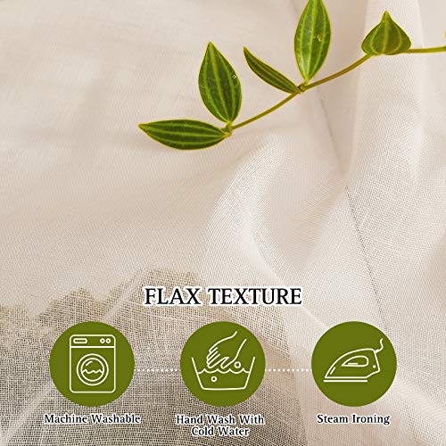 Nicetown Semi Sheer Curtains 84 Inches Long, Grommet Retro Beige Linen Curtains Window Treatments Vertical Drapes Privacy With Light Filter For Living Room, 52" Wide, 2 Panels #TOP3