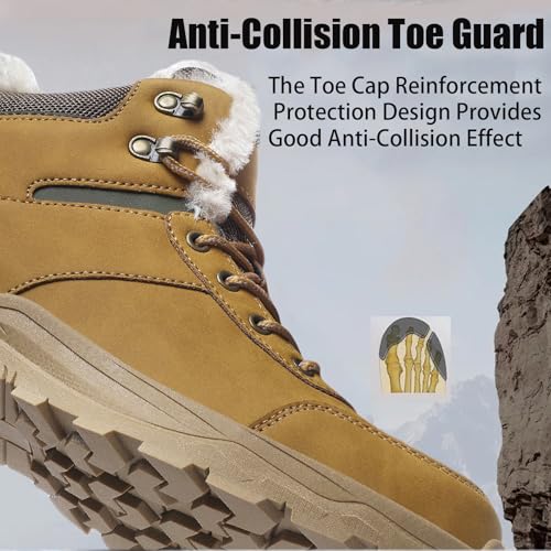 Men's Leather Lace-Up Platform Snow Boots Comfort Fully Fur Lined Slip-On Non-Slip Outdoor Hiking Boots Casual Winter Insulated Dress Ankle Boots3