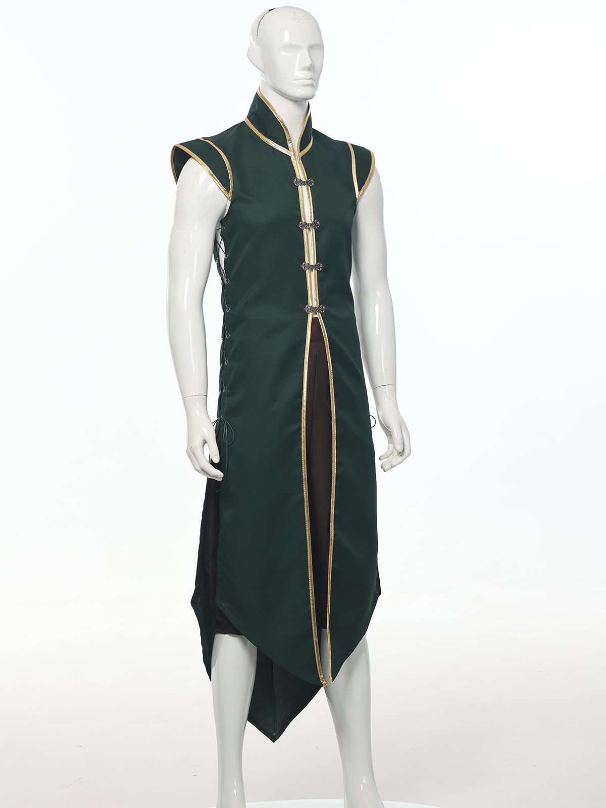 UniqKaliber Men’s Medieval Viking Vest, Renaissance Sleeveless Tunic Tops Vintage Long Vest Knight Cosplay Costume - Image 4