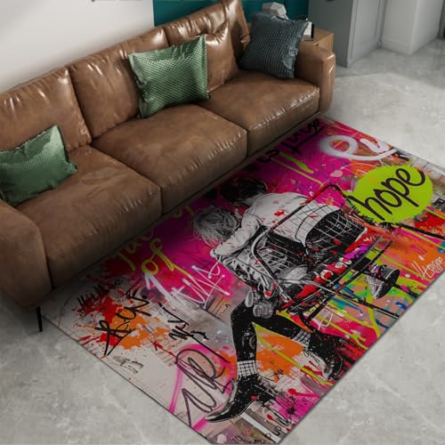 Tapis graffiti lavable en machine moderne et antidérapant