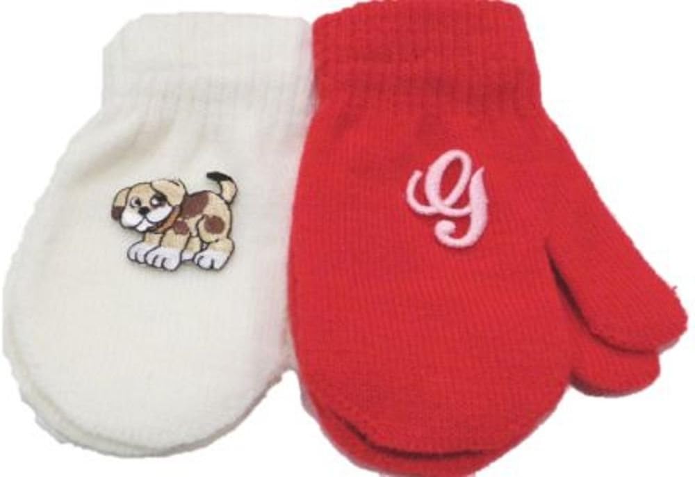 Two Pairs Magic Stretch Mittens for Infants Ages 3-12 Months with Monogram