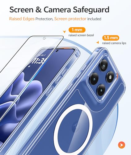 Image of FNTCASE for Motorola Edge 2026 Magnetic Case: [Fit for Magsafe] [Screen Protector] Anti Yellowing Transparent Clear Phone Cover - Military Grade Shockproof Protective Cases - Clear