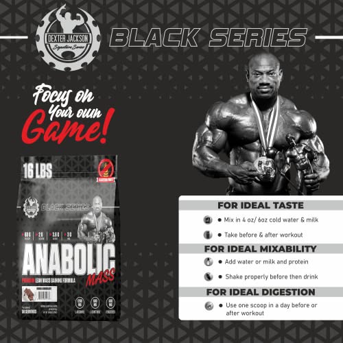 Image of Dexter Jackson Signature Series Black Series Anabolic | Premium Lean Mass Gainer |Chocolate Flavor | Gluten Free |22 Serving, 16Lbs