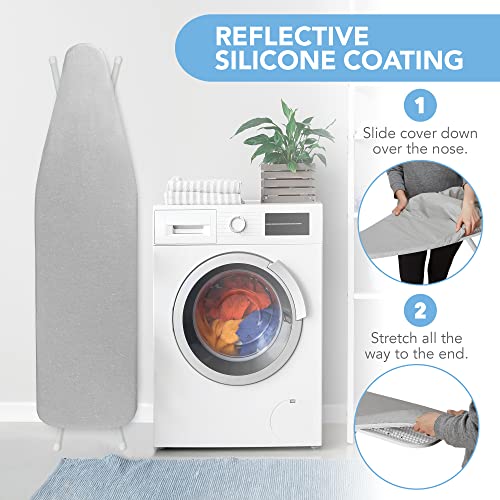 Holdn’ Storage Ironing Board Cover And Pad - Iron Board Cover With Padding15 X 54" - Iron Board Cover Large Fits All Standard Sizes - Heat Reflective Iron Pad For Table Top Grey #TOP4