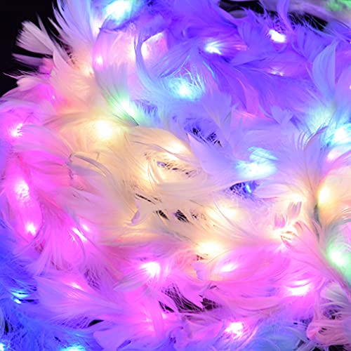 6 Pack Flower Crown, Feather Crown Headband Luminous With 10 Led Lights, Light Up Headdress With Color Changing Led Lights, Cute Flashing Decor Hair ​Accessories For Girl Women Wedding Festival Party #TOP6