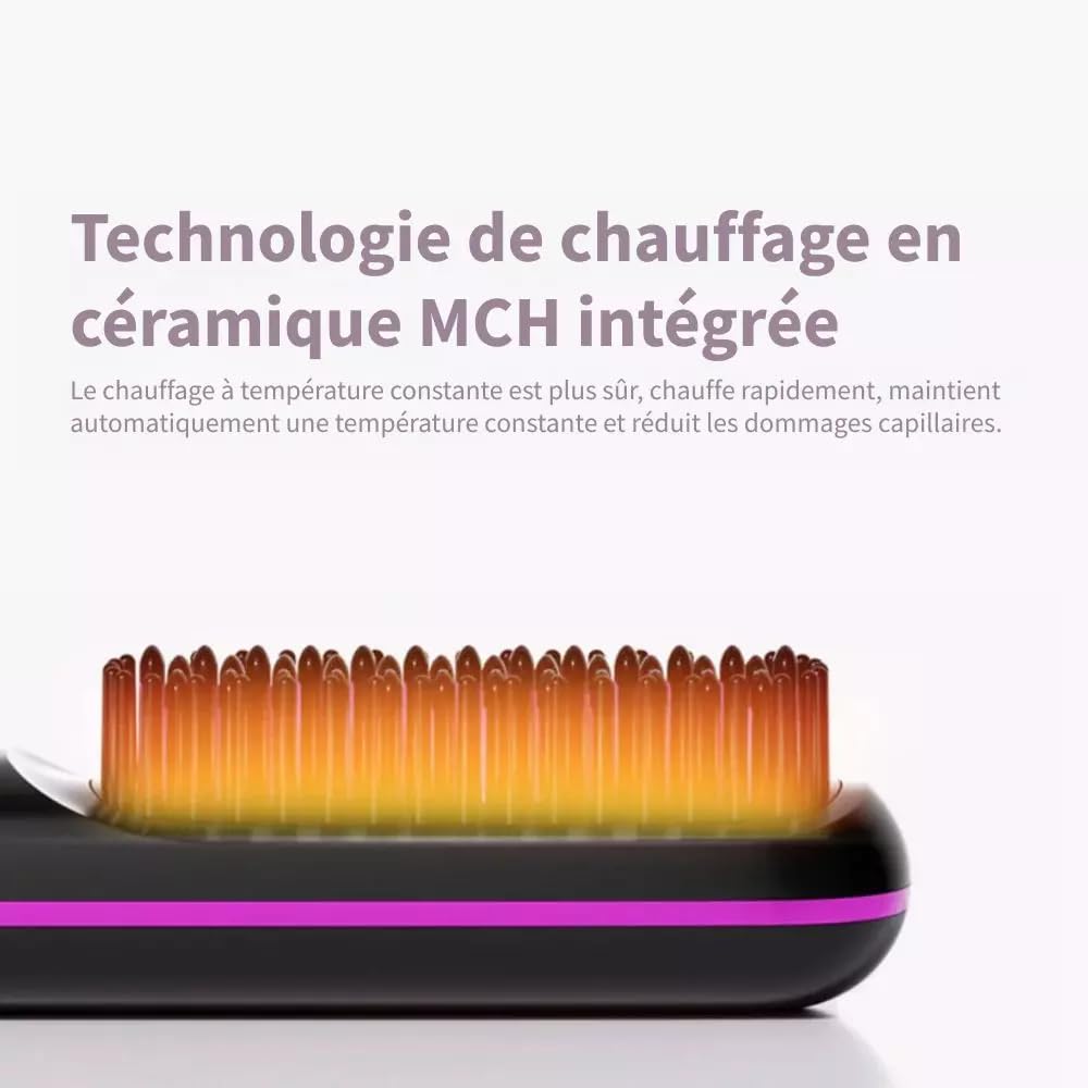Styleva - La PREMIERE brosse coiffanteintelligente pour cheveux courts brosse chauffante, sèche-cheveux, 3 réglages de température, écran LED
