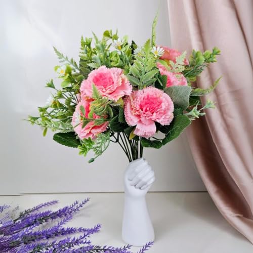 Image of SATYAM KRAFT 1 Bunch Artificial Carnation Flower Stick for Home Decor, Bedroom, Living Room, Balcony, Office Desk, Wedding, Marriage Decoration, Gift, Festival, Shelf & Corner Decoration (Light Pink)