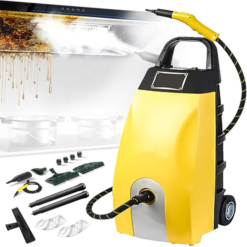 SOTIKARERY Limpiadores a Vapor portátiles de Alta Temperatura y presión de 3000W,Calentamiento rápido de 40 s para Aire Acondicionado, Campana de Cocina,máquina de Limpieza a Vapor,Accesorios Yellow