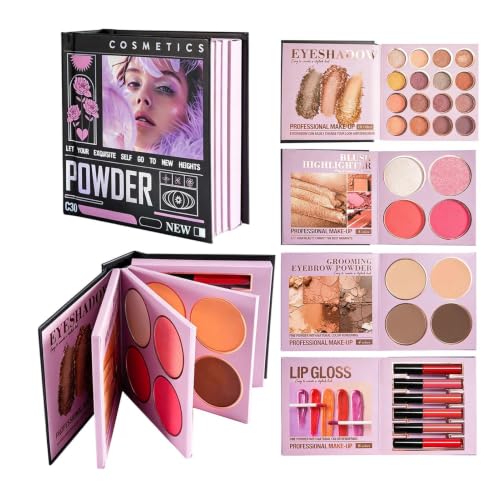 Image of Face Palette Long-Lasting Blush Highlighter Smudge-Proof Lip Gloss