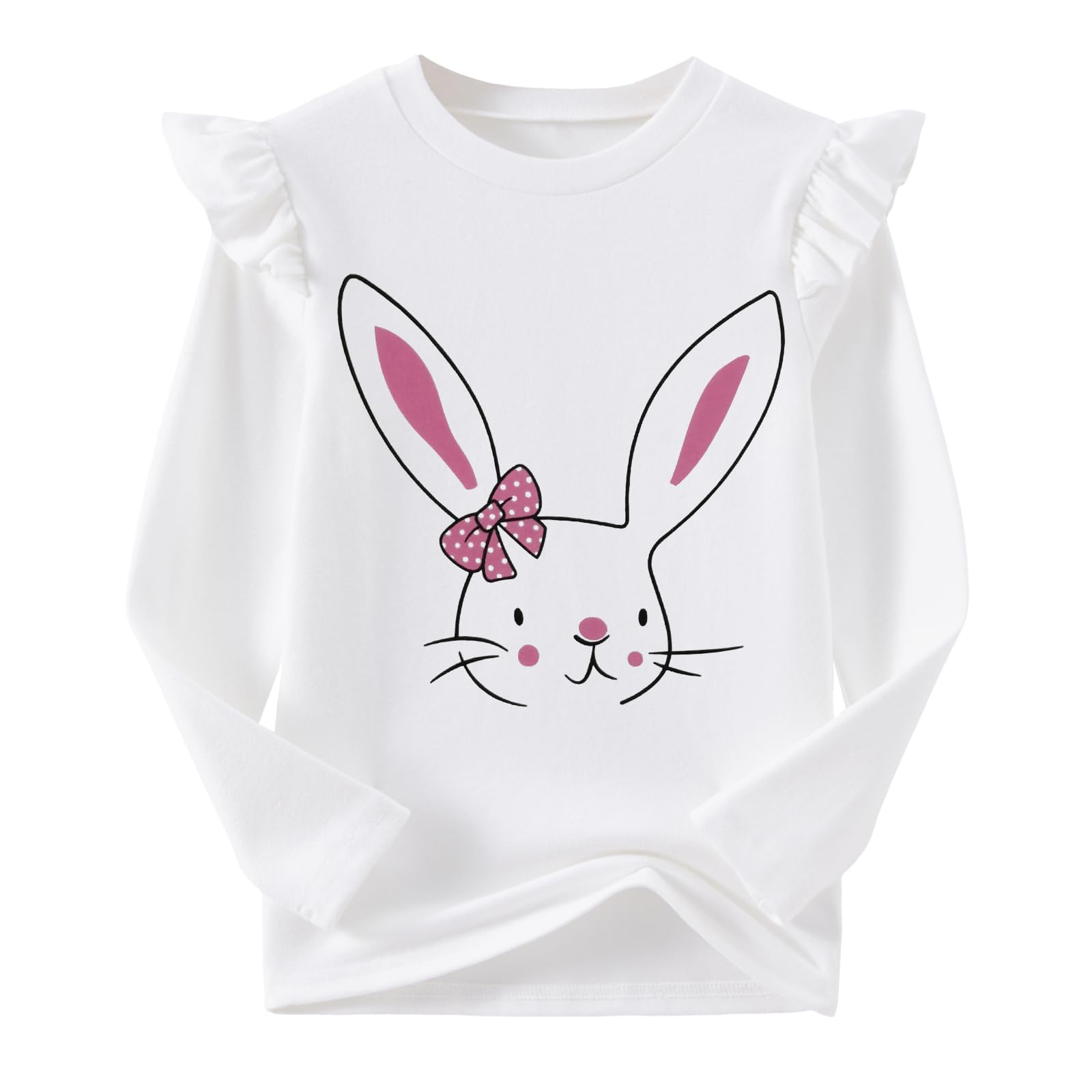 Dziewczęcy T-shirt z długim rękawem, z falbankami, dla dziewczynek