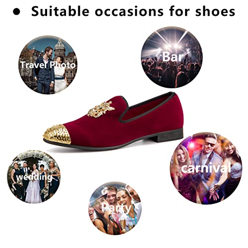 Image of Meijiana Mens Velvet Loafers Dress Shoes with Metal Embellishments Party Luxury Loafer Shoes
