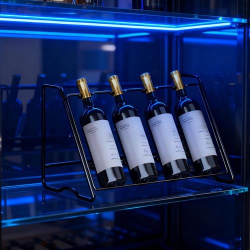 Porte-bouteilles de vin compact étagère à poser en fer résistant 4 rangées