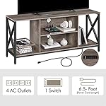 Yaheetech TV Stand for 65 Inch TV, Media Entertainment Center with Power Outlet for Living Room, Industrial TV Console with Side Shelves for PS Storage, Taupe Wood - Image 5