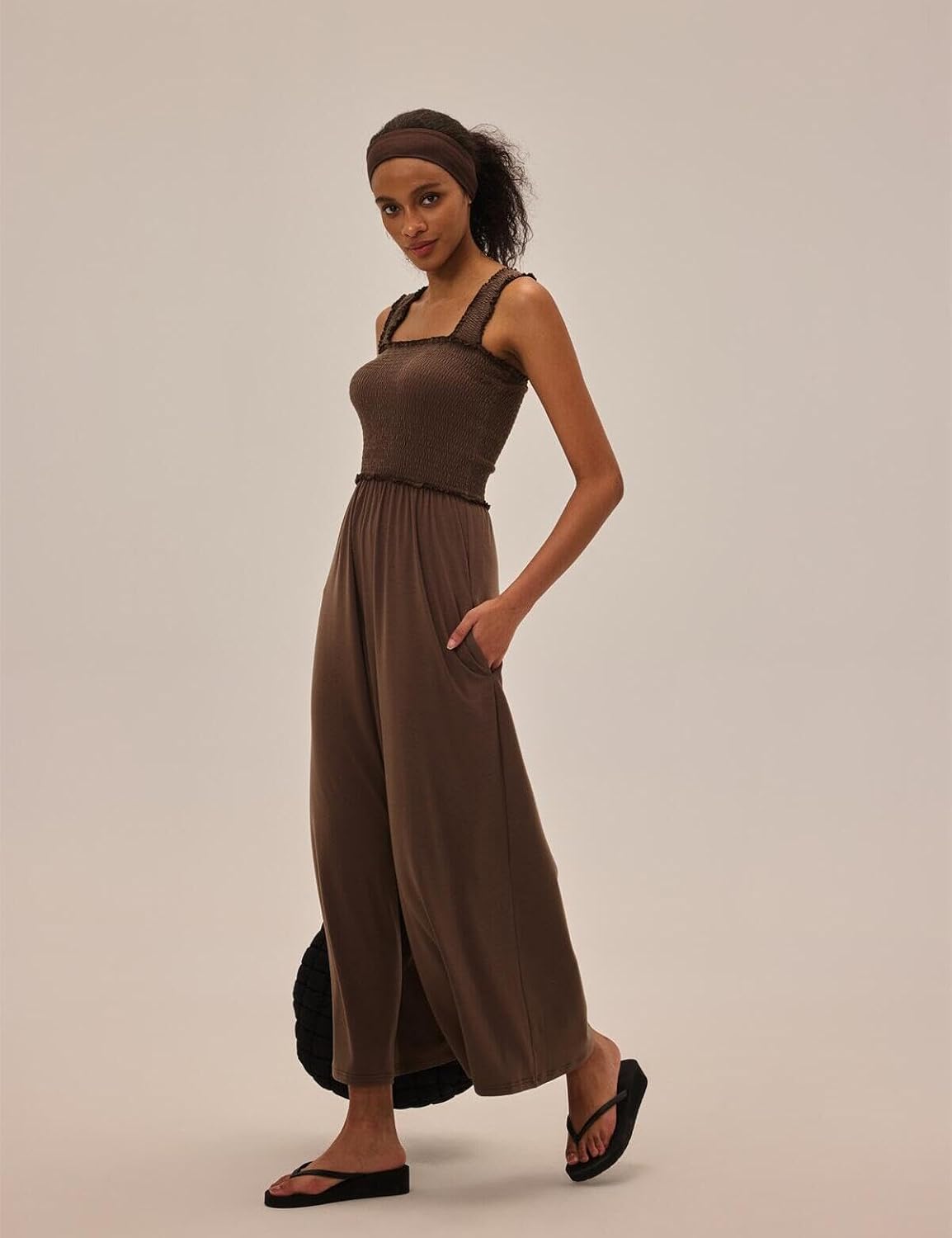 UNIANKIYA One Piece Sleeveless Square Neck Jumpsuits for Women Casual Wide Leg Long Pant Rompers Overalls Beach Vacation - Image 4