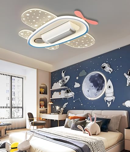 Image of Smartway Flavia 70 cm Kids Ceiling Fan Chandelier with LED Light |Bluetooth Speaker| BLDC Noiseless Motor | Auto Rotating Fan Light | 3 Color Mode|Remote & App Control | Modern Fan for Kids Room