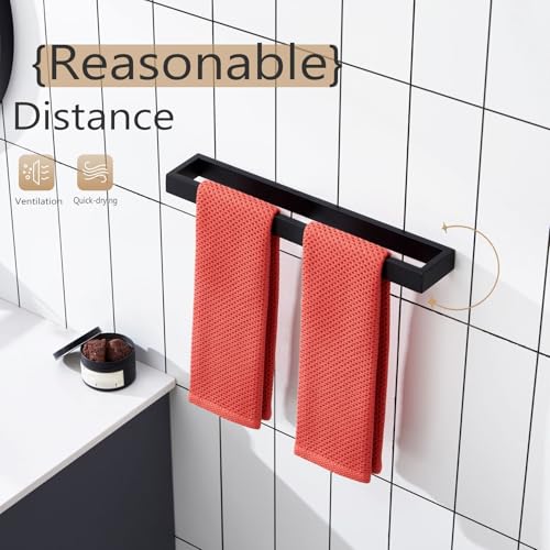 Image of KOKOSIRI Towel Bar Matte Black Bath Towel Holder 16-Inch Kitchen Rack Stainless Steel for Bathroom Hardware Wall Mounted, 1 Pack B4008BK-L16